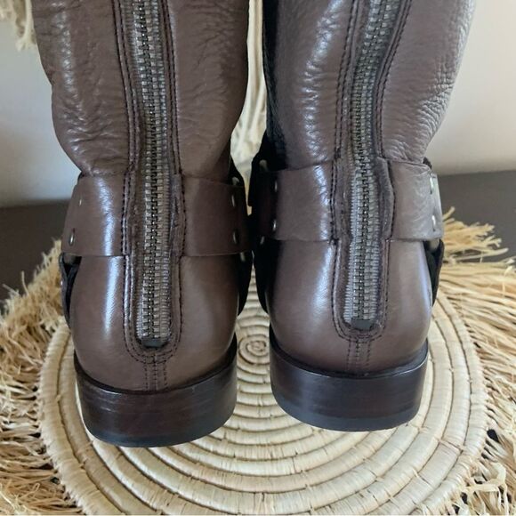 FRYE Women’s Phillip Harness Tall Zip Brown Leather Boots Size 9.5 - Picture 8 of 16